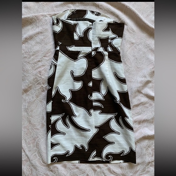 Merona Dress - Women's 2 dark brown‎ and white tropical strapless beach - Picture 4 of 5
